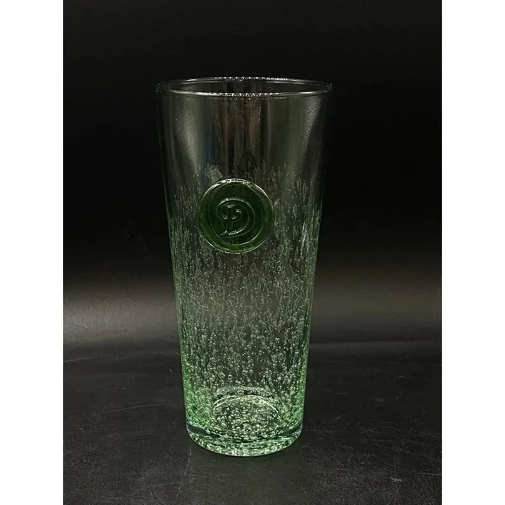 Anthropologie Tumbler Green D Initial Controlled Bubble Highball 6.5”